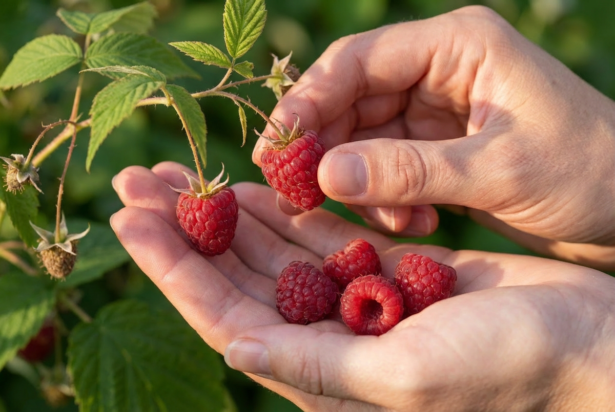 Handverlesene frische Himbeeren für unser Bio-Himbeerpulver